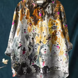 Sophie | Legere Bluse mit künstlerischem Hundeprint