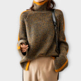 Breseis - Brauner Vintage-Rollkragenpullover mit Streifen
