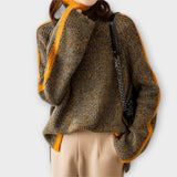 Breseis - Brauner Vintage-Rollkragenpullover mit Streifen