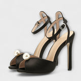 Liesel - Schwarze Peep-Toe-Stilettos