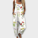 Viktoria - Weisse Latzhose mit Wildblumen