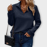 Vilja - Rosa Halfzip-Pullover mit Rippenmuster