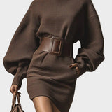 Zofia - Dunkelbraunes Mini-Kleid
