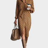 Midi-Kleid mit Punkten aus Kunstleder