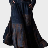 Helena - Maxikleid aus dunkelblauem Wildlederimitat mit Gürtel