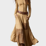 Helena - Maxikleid aus dunkelblauem Wildlederimitat mit Gürtel