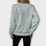 Joy - Weisser eleganter Strickpullover mit Zopfmuster