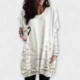 Riley - Weisser bedruckter Pullover mit Stickerei
