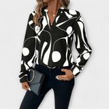 Edith - Schwarz-weisse Bluse mit grafischem Muster