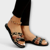 Panthermuster Sandalen mit Kreuzriemen