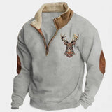Lukáš – Herrenpullover mit Hirschmotiv und Reißverschluss am Hals