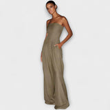 Amélie - Eleganter dunkelblauer Bandeau-Jumpsuit