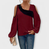Scarlett - Cremefarbene Bluse mit eckigem Ausschnitt