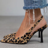 Liorina - Khaki-Pumps mit Leopardenmuster und spitzer Zehenpartie