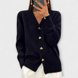 Marij - Dunkelblauer Cardigan mit V-Ausschnitt im Vintage-Look