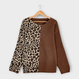 Marina - Brauner Pullover mit Leo-Ärmeln
