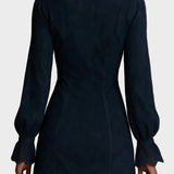 Jasmine – Blaues Wildleder-Mini-Kleid mit Spitze