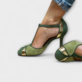 Almut - Grüne Patchwork-Pumps