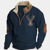 Lukáš – Herrenpullover mit Hirschmotiv und Reißverschluss am Hals