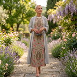 Daniela - Lange Kleid mit floralem Muster und passender Weste