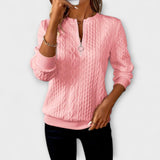 Joy - Weisser eleganter Strickpullover mit Zopfmuster