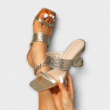 Walburg - Goldene Pantoletten mit Cut-outs