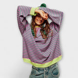 Mary - Lila gestreifter Oversize-Pullover