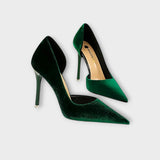Brunhild - Grüne Samt-Stilettos