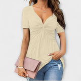 Lina - Bordeauxrotes T-Shirt mit V-Ausschnitt