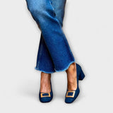 Kriemhilde - Marineblaue Blockabsatz-Pumps