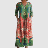 Sára - Vintage Blumen Maxi Kleid