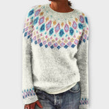 Devyn - Petrolfarbener kuscheliger Pullover mit Norweger-Muster