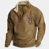 Lukáš – Herrenpullover mit Hirschmotiv und Reißverschluss am Hals