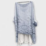 Ella - Weisse Bluse mit zweilagigem Spitzensaum