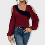 Scarlett - Cremefarbene Bluse mit eckigem Ausschnitt
