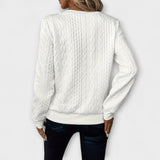 Joy - Weisser eleganter Strickpullover mit Zopfmuster