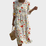 Cristina - Maxikleid mit Rundhalsausschnitt und Blumenmuster