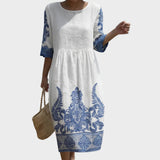 Bianca - Maxikleid mit Rundhalsausschnitt und Muster
