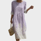 Carla - Fliederfarbenes Maxikleid mit Blütenstickerei
