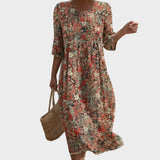 Sara - Maxi Kleid mit Rundhalsausschnitt und Muster