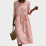 Paula - Midi-Kleid mit Pflanzen- und Blumenmustern
