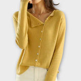 Paige - Grauer gemütlicher Cardigan mit Knopfleiste
