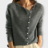 Paige - Grauer gemütlicher Cardigan mit Knopfleiste