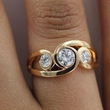 Vintage Einlege-Zirkonia Spiral Goldring