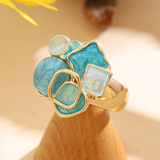 Blauer & Weisser Emaille Goldring