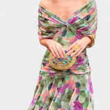 Magda - Lange Blumen Kleid mit V-Ausschnitt