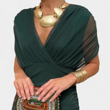 Magda - Lange Blumen Kleid mit V-Ausschnitt