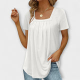 Annie - Weisse Bluse mit eckigem Ausschnitt