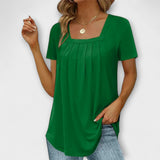 Annie - Weisse Bluse mit eckigem Ausschnitt