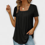 Annie - Weisse Bluse mit eckigem Ausschnitt